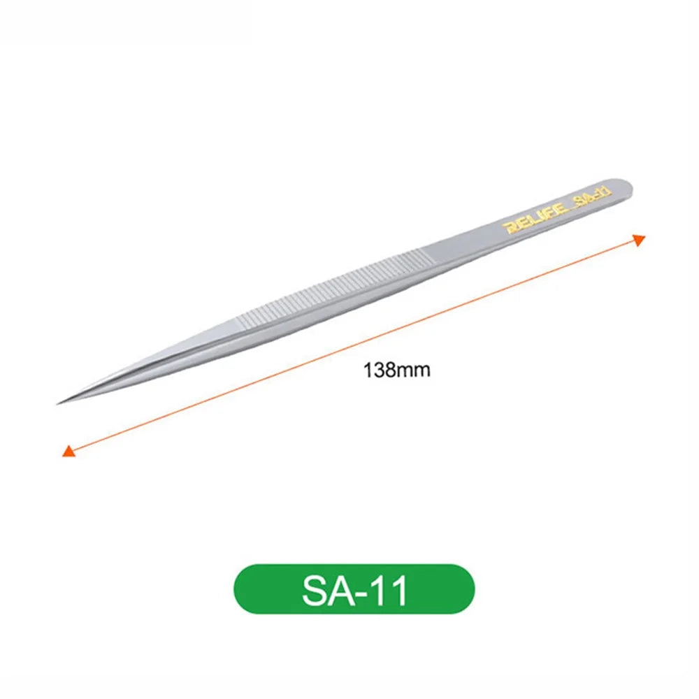 RELIFE SA-11 Stainless Steel Fine Tip Straight Tweezers Electronic Device Precision Repair Tool - 7