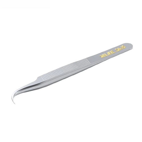 RELIFE SA-15 Anti-skid Stainless Steel Curved Tip Tweezers Electronic Device Precision Repair Tool - 1