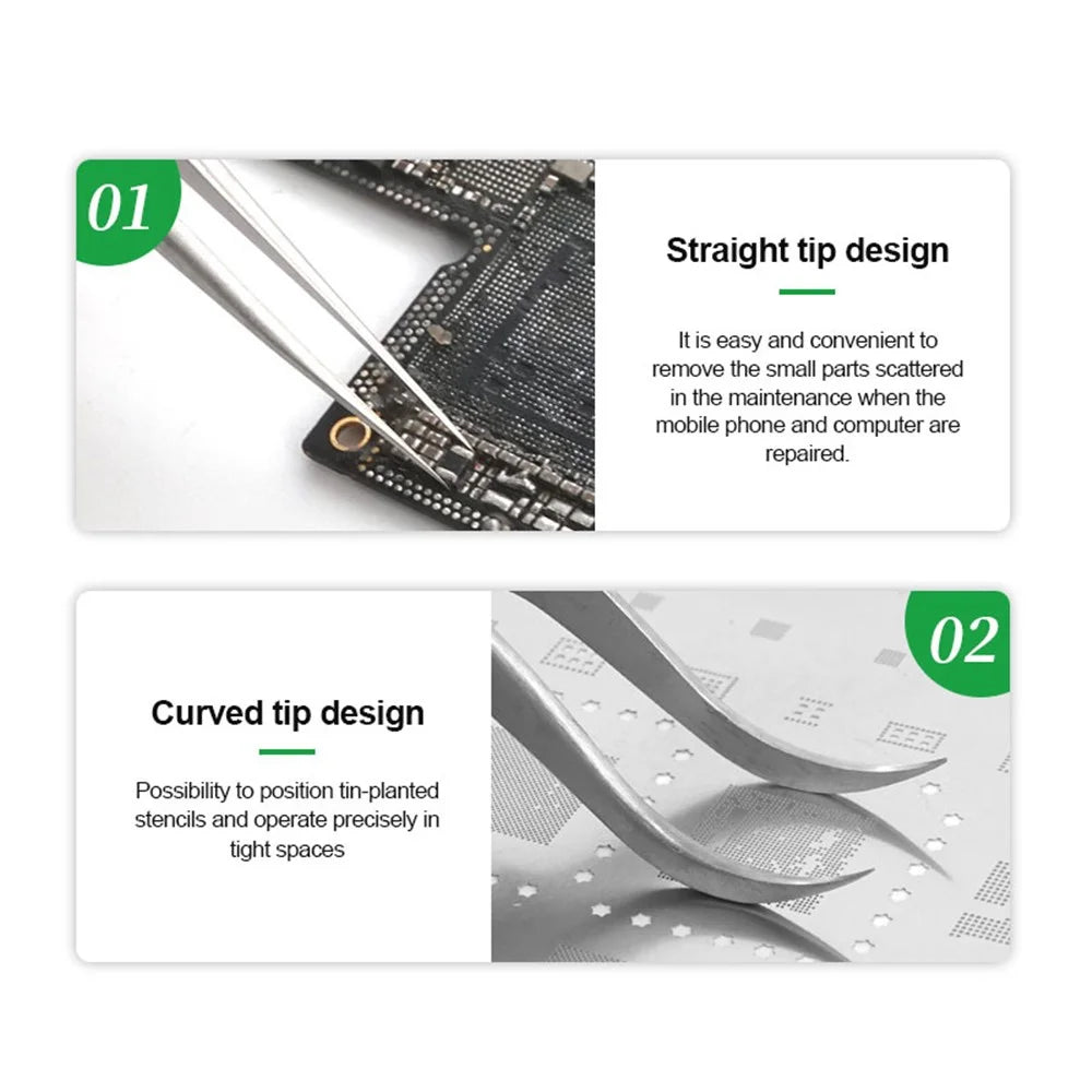 RELIFE SA-15 Anti-skid Stainless Steel Curved Tip Tweezers Electronic Device Precision Repair Tool - 4