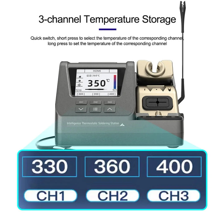 GVM H3 3-in-1 Smart Soldering Station Precision Welding Station 2s Rapid Heating Supports T245 / T210 / T115 Handles - EU Plug - 5
