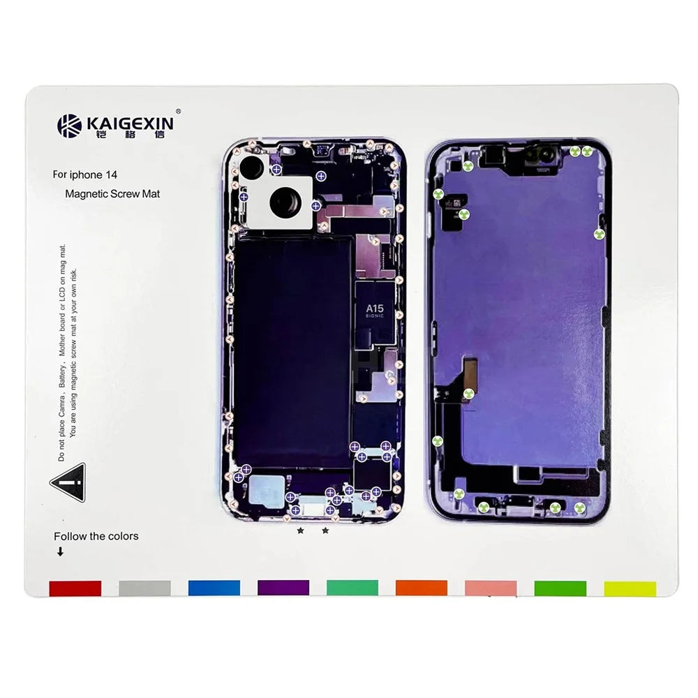 4Pcs Magnetic Work Pad for iPhone 14 Series Phone Repairing Magnetic Screw Mat Maintenance Pad - 5