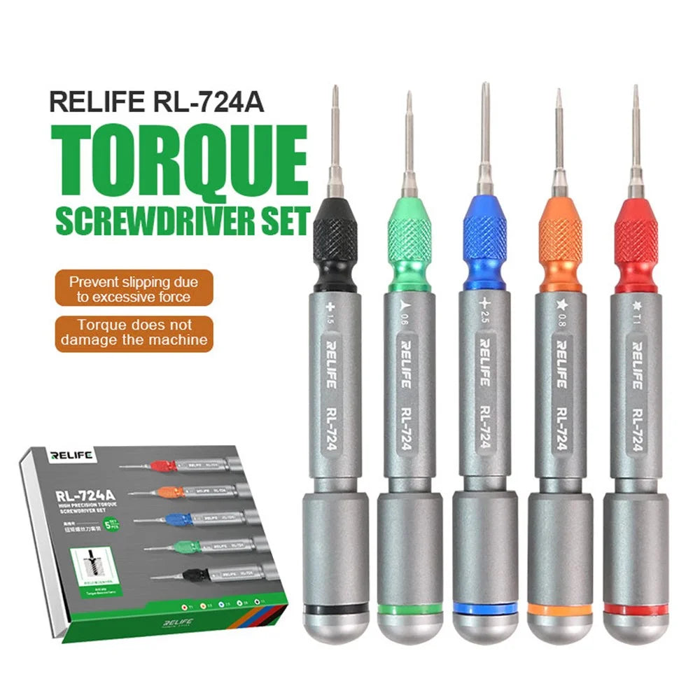 RELIFE RL-724A 5Pcs Torque Screwdriver Set for Cell Phone, Tablets Handheld High Precision Screwdriver Repair Tools - 2
