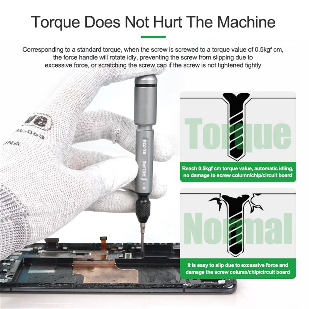 RELIFE RL-724A 5Pcs Torque Screwdriver Set for Cell Phone, Tablets Handheld High Precision Screwdriver Repair Tools - 3