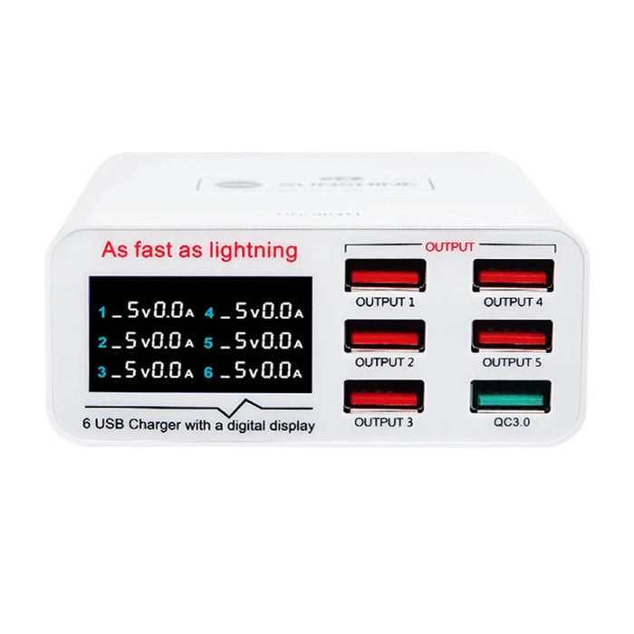SUNSHINE SSS-304Q 6-Port LCD USB Charger Fast Charging Support Intelligence QC 3.0 - 7