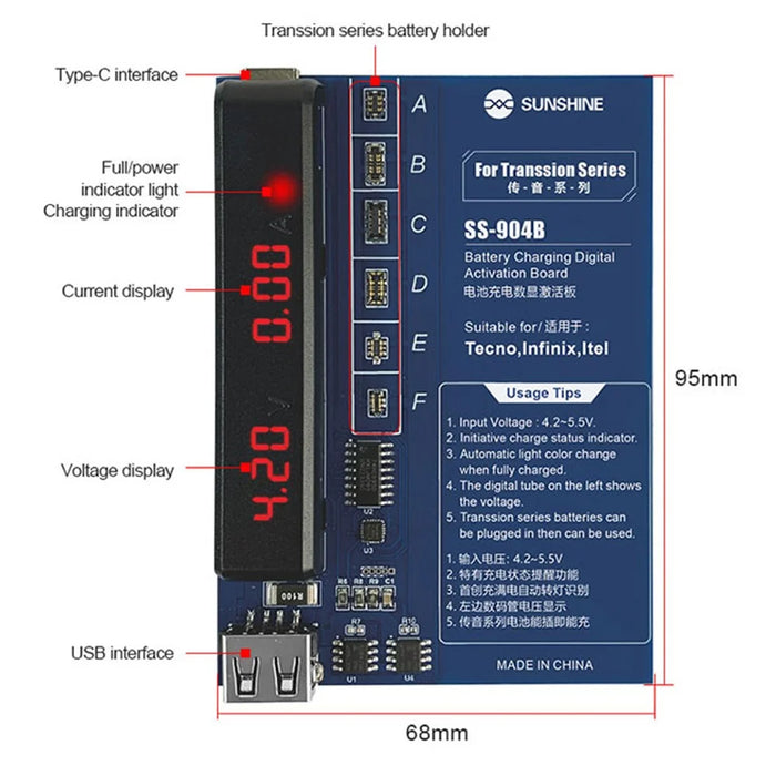 SUNSHINE SS-904B Battery Fast Charging Activation Board for Tecno / itel / Infinix Series - 7