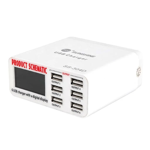 SUNSHINE SSS-304D Universal 6 Ports USB Quick Charger Digital Display Charger for iPhone / iPad Charging Repair Tools - 1