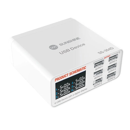 SUNSHINE SSS-304D Universal 6 Ports USB Quick Charger Digital Display Charger for iPhone / iPad Charging Repair Tools - 2
