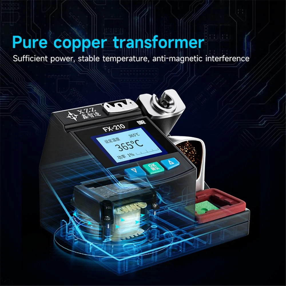 XZZ FX-210 LCD Display Soldering Station for PCB Repair Lead-free Welding Rework Machine - EU Plug - 3