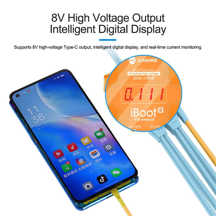 SUNSHINE iBoot D High Voltage Output DC Power Supply Test Cable for iPhone / Samsung / Huawei Motherboard Repair Boot Line - 3