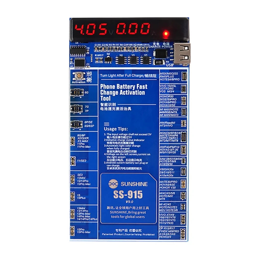 SUNSHINE SS-915 V9.0 Battery Quick Charging Activation Board Universal Phone Repair Battery Activation Plate Test Fixture for Apple  /  Android - 1