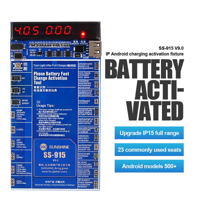 SUNSHINE SS-915 V9.0 Battery Quick Charging Activation Board Universal Phone Repair Battery Activation Plate Test Fixture for Apple  /  Android - 2