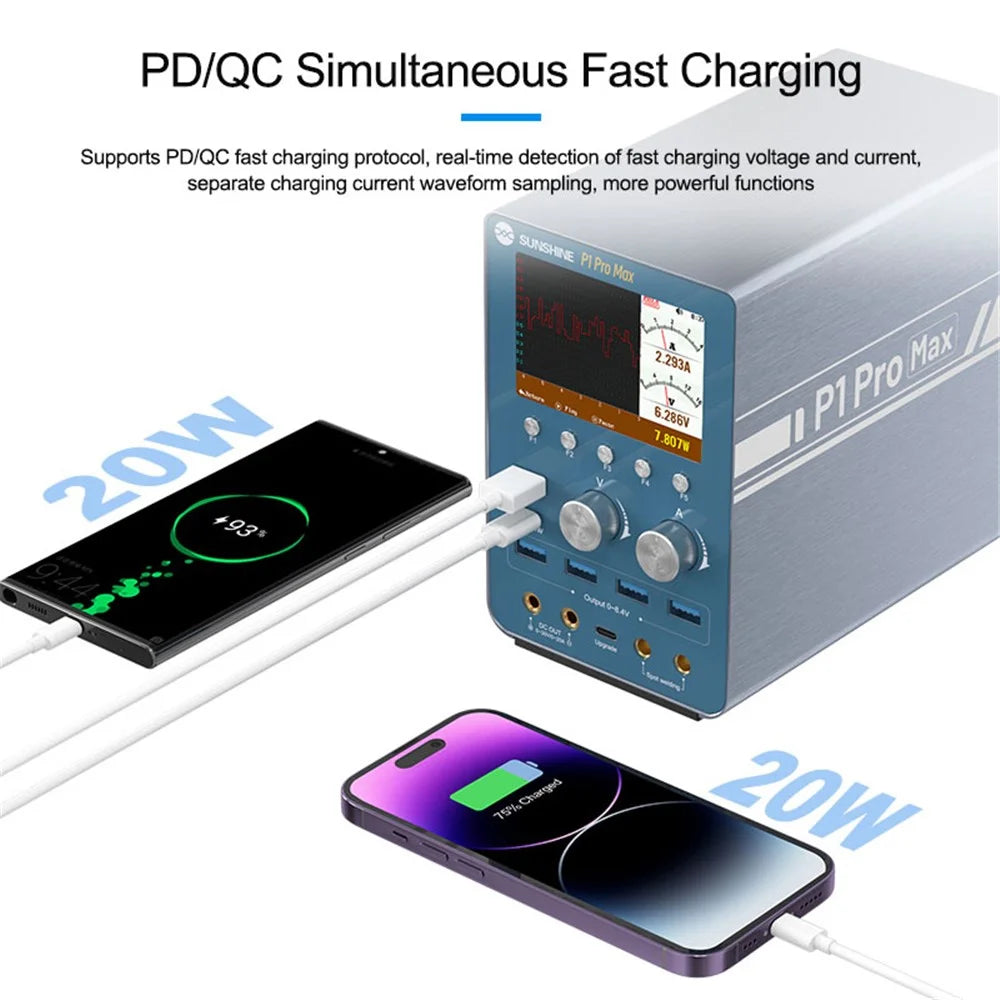 SUNSHINE P1 Pro Max Intelligent Regulated Power Supply Current Voltage Regulation Power Meter - EU Plug - 5