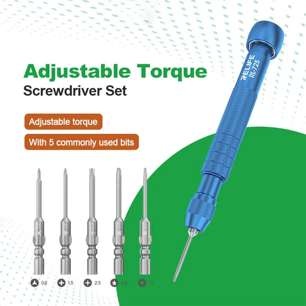 RELIFE RL-725 6-in-1 Adjustable Torque Screwdriver Phone Tablet High Precision Screwdriver Tool - 2