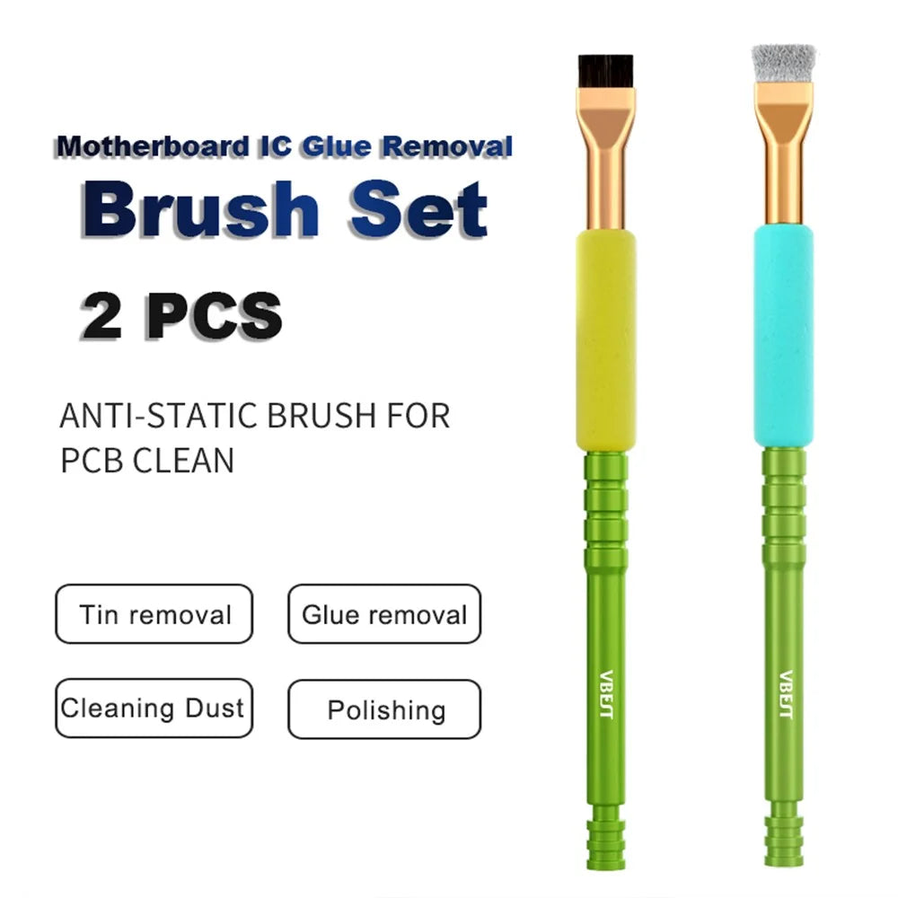 VBEST VBST-81 2Pcs PCB Circuit Board Cleaning Brush Motherboard IC Tin / Glue Remover - 2