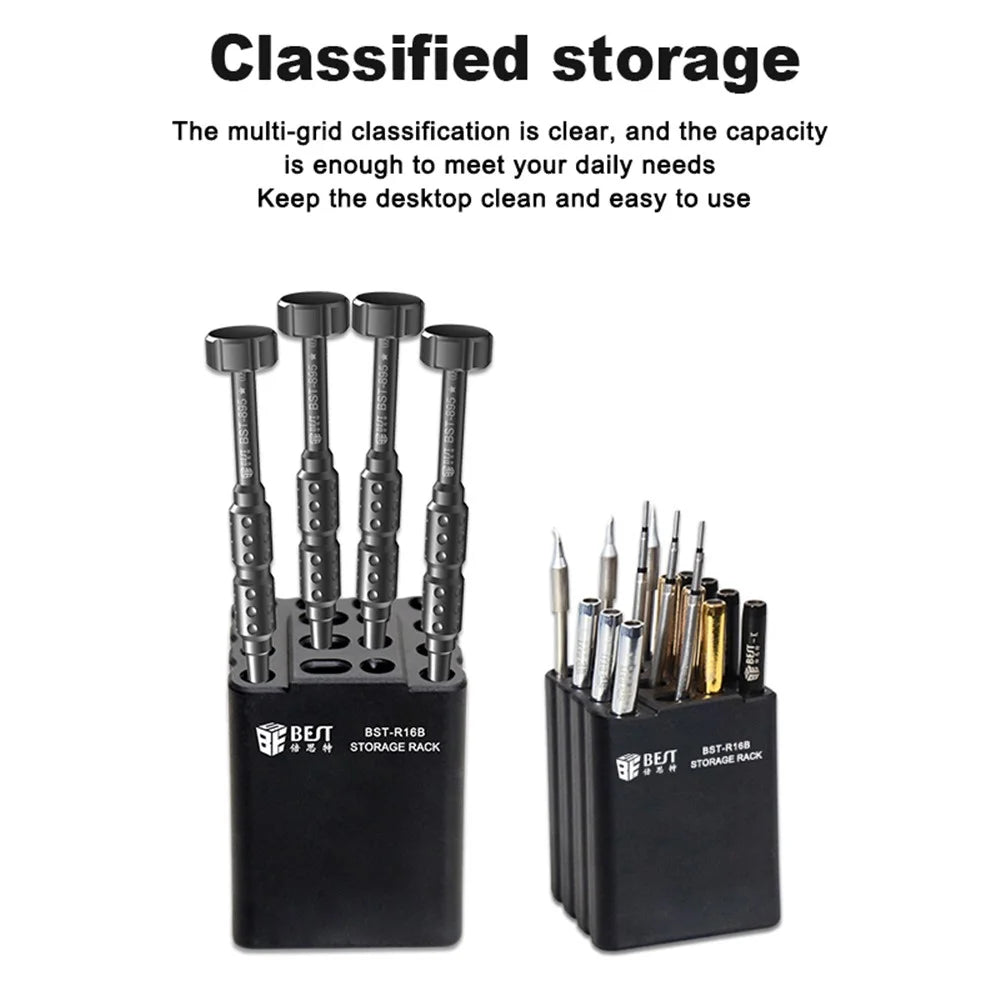 BEST BST-R16B 16-Hole Classified Storage Box Soldering Iron Tips Organizer Phone Repair Tool Holder - 2