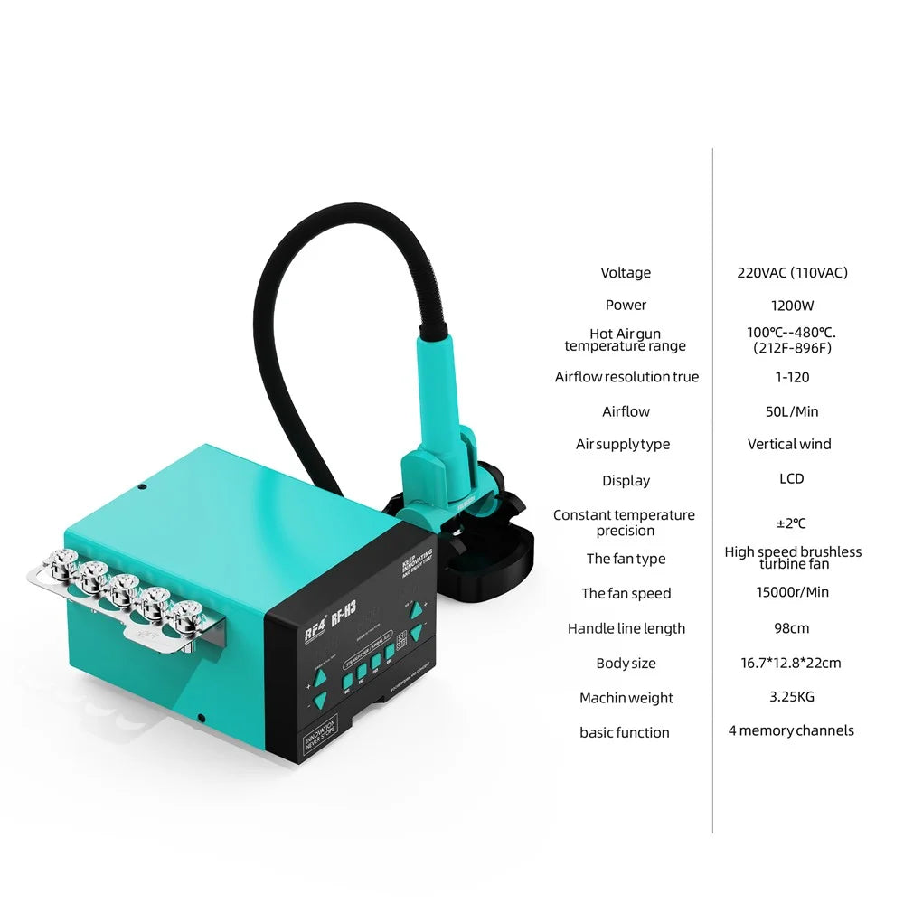 RF4 RF-H3 220V Digital Display Hot Air Gun Soldering Station for Phone PCB IC BGA Desoldering Repair - 2