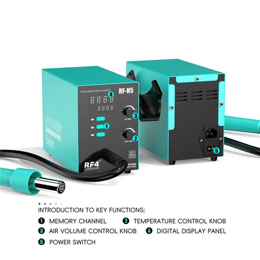 RF4 RF-H5 800W BGA Rework Solder Station Soldering Heat Air Gun with 5 Nozzles - 2