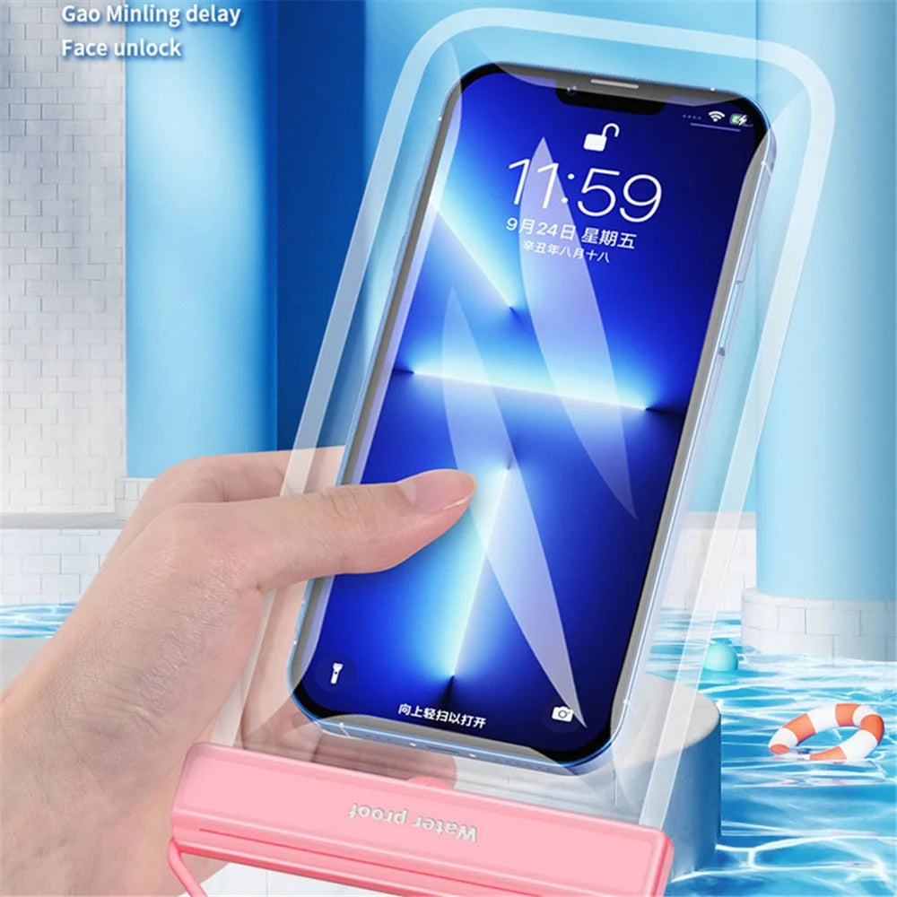 IPX8 30m Waterproof Phone Bag Touch Screen Underwater Mobile Phone Sealing Protective Pouch for Cellphones within 7-inch - Pink - 2