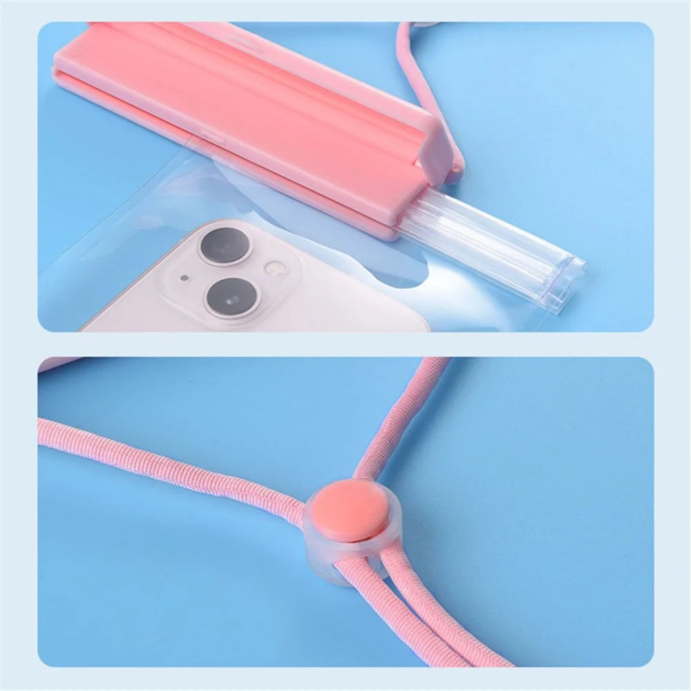 IPX8 30m Waterproof Phone Bag Touch Screen Underwater Mobile Phone Sealing Protective Pouch for Cellphones within 7-inch - Pink - 4