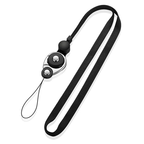 3-in-1 Detachable Lobster Clasp Cell Phone Lanyard Anti-lost Anti-drop Nylon Rope Neck Strap - Black - 1