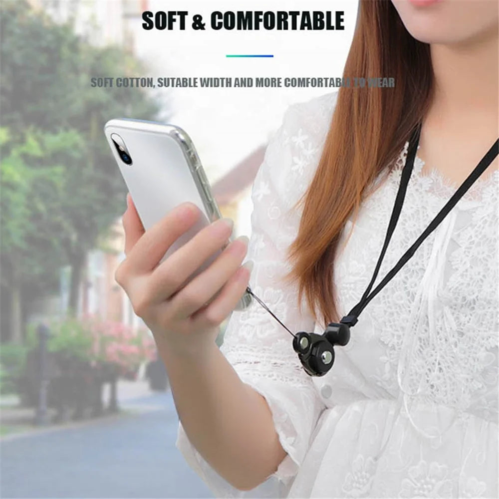 3-in-1 Detachable Lobster Clasp Cell Phone Lanyard Anti-lost Anti-drop Nylon Rope Neck Strap - Black - 4