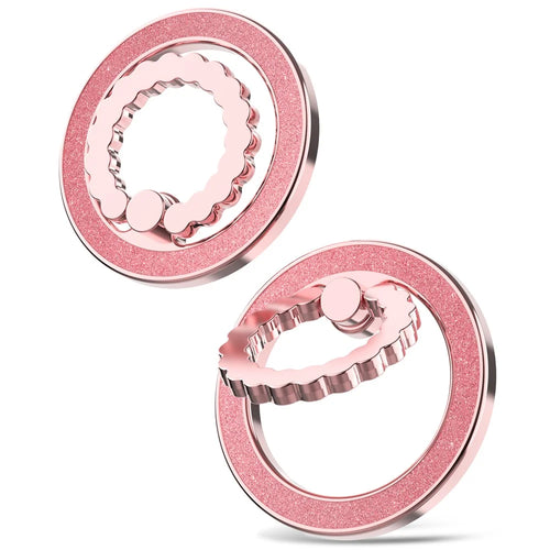 A677 Magnetic Finger Ring Kickstand Rotation Metal Phone Grip Stand - Rose Gold - 1