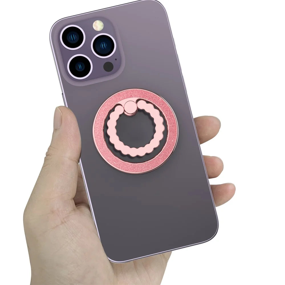 A677 Magnetic Finger Ring Kickstand Rotation Metal Phone Grip Stand - Rose Gold - 4