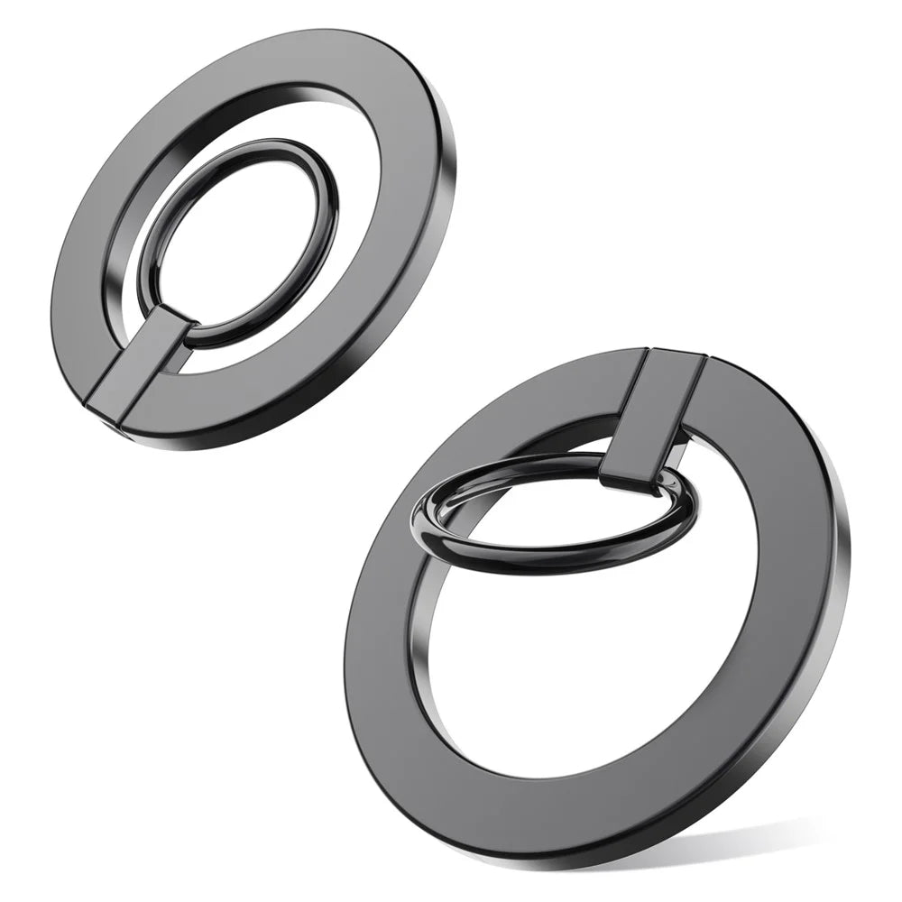 A675 Magnetic Phone Ring Holder for Cell Phone Grip Stand Finger Ring Kickstand - Black - 1