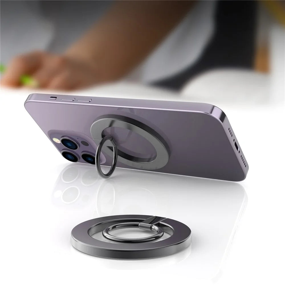 A675 Magnetic Phone Ring Holder for Cell Phone Grip Stand Finger Ring Kickstand - Black - 2