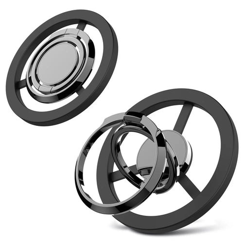 A561 Magnetic Phone Kickstand 360 Degree Rotation Foldable Phone Ring Holder - Black - 1