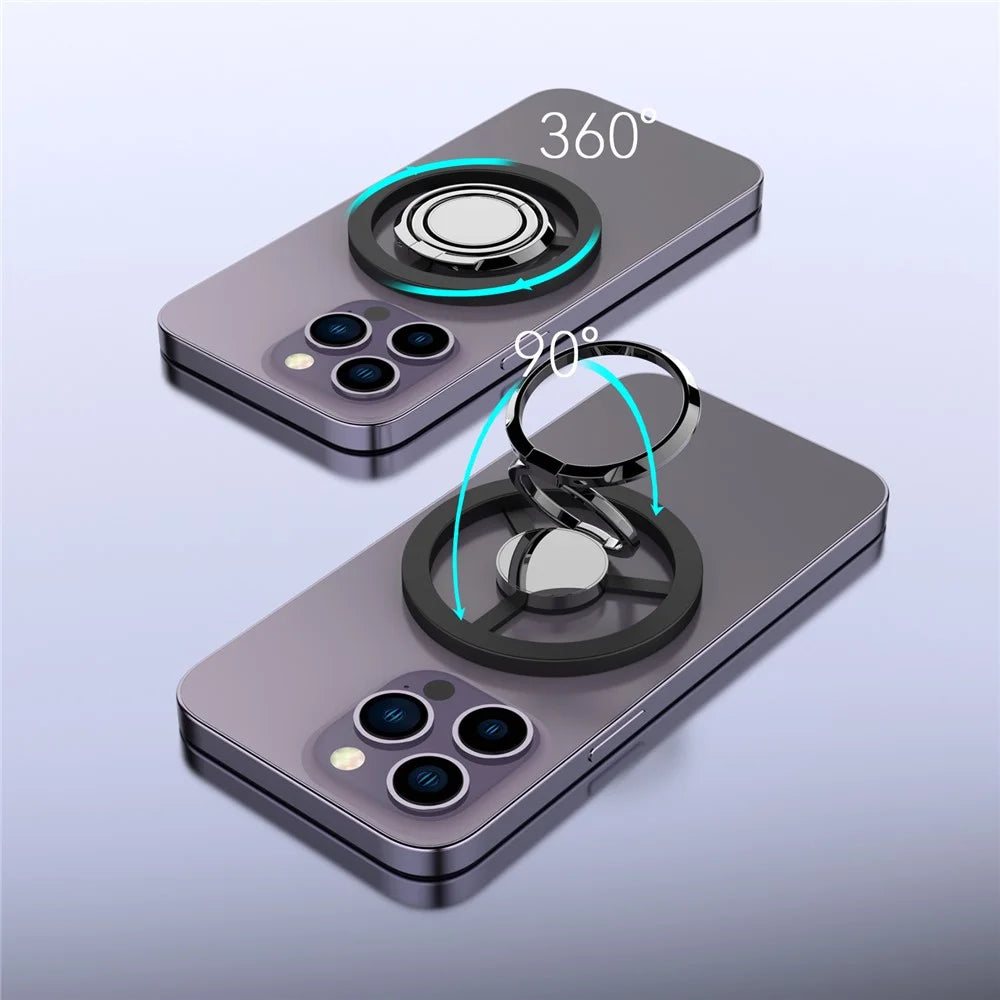 A561 Magnetic Phone Kickstand 360 Degree Rotation Foldable Phone Ring Holder - Black - 5