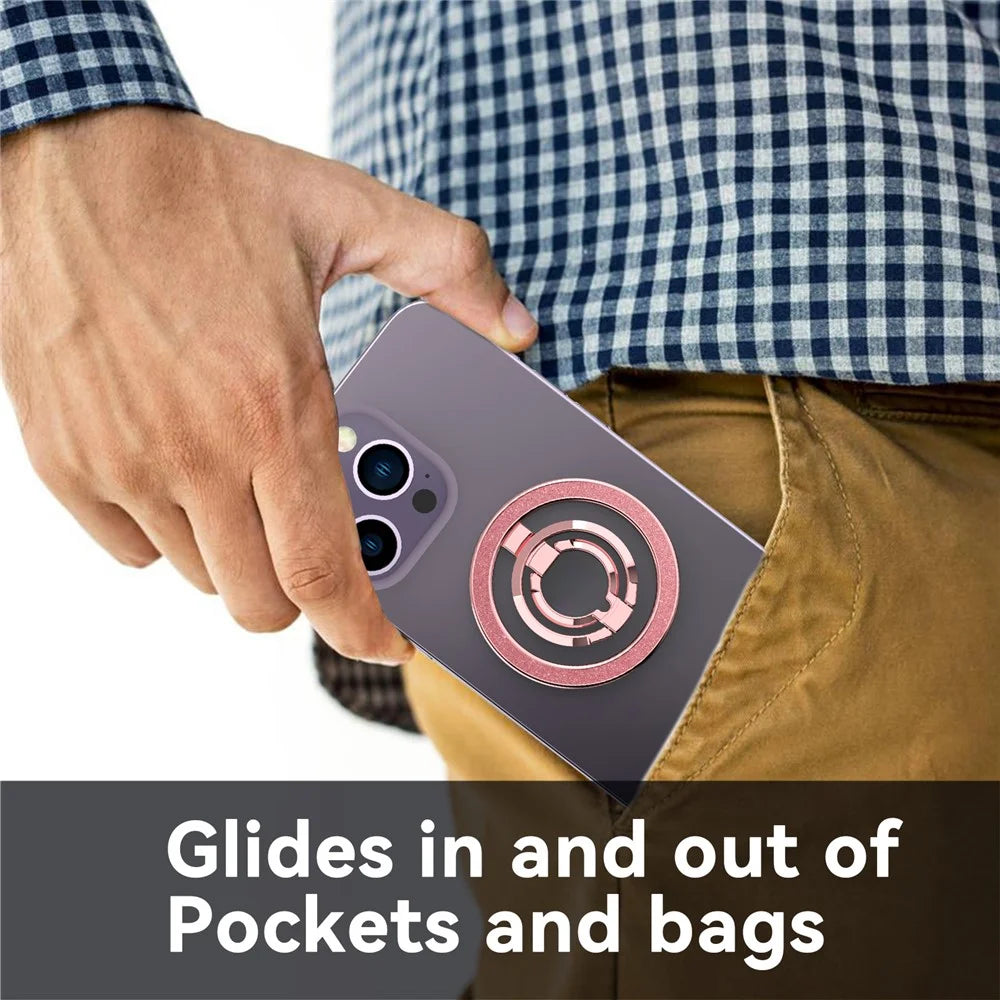 A699 Cell Phone Magnetic Ring Kickstand Smartphone Grip Stand Finger Ring Holder - Pink - 6