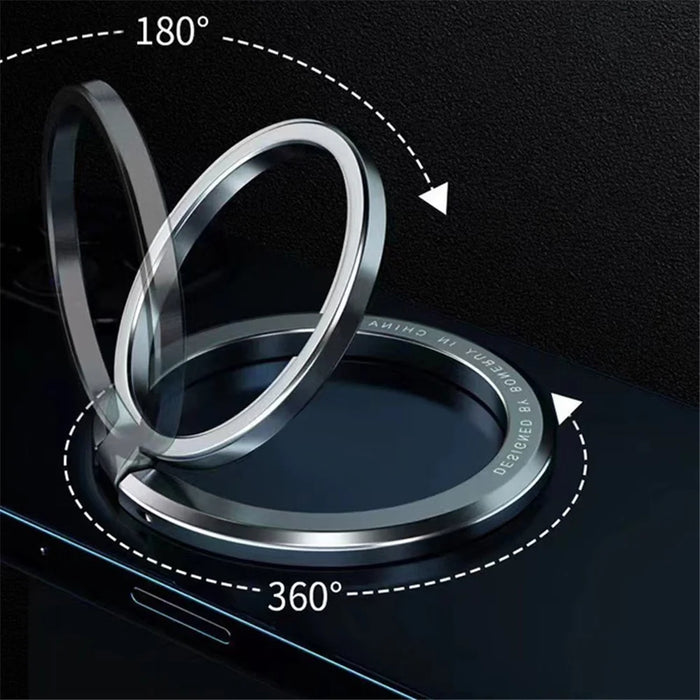 Magnetic Phone Back Ring Holder Kickstand Rotatable Alloy Finger Ring Grip Cellphone Stand - Silver - 4
