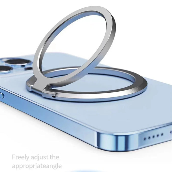Magnetic Phone Back Ring Holder Kickstand Rotatable Alloy Finger Ring Grip Cellphone Stand - Silver - 5