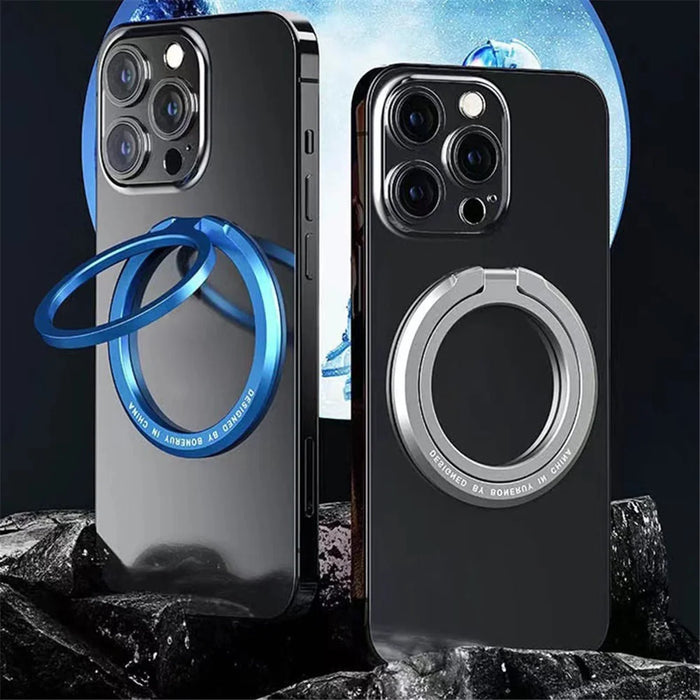 Magnetic Phone Back Ring Holder Kickstand Rotatable Alloy Finger Ring Grip Cellphone Stand - Silver - 7