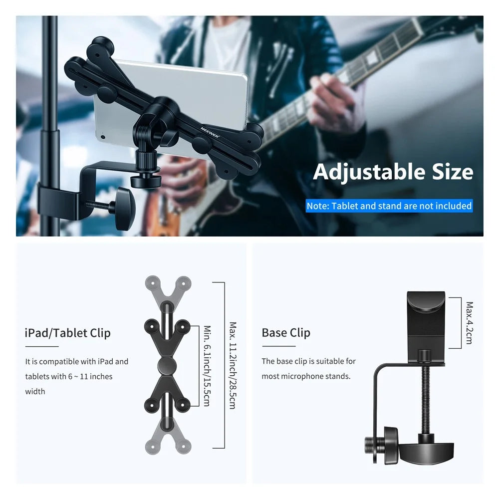 NEEWER NW-105 Tablet Clip for iPad 360 Degree Rotation Microphone Stand Bracket - 4