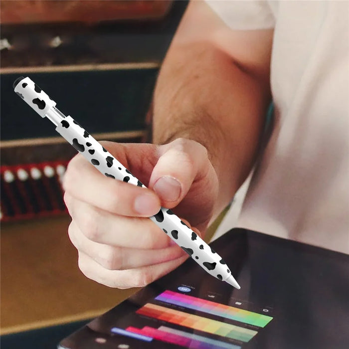 For Apple Pencil (USB-C) Silicone Case Cow Pattern Stylus Pen Protective Sleeve Cover - Black - 3