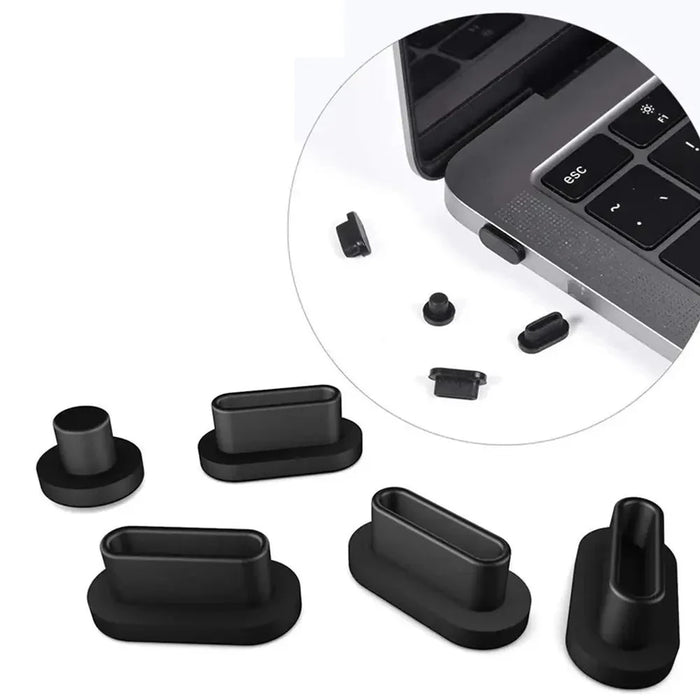 For Macbook Air / Macbook Air with Retina Display 12Pcs / Set Soft Silicone Dust Plug Laptop Interface Protective Caps - Black - 2