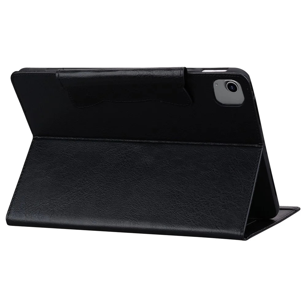 For iPad Air 13 (2026) / (2025) / (2024) Case Viewing Stand PU Leather Tablet Cover Cat-Shaped Magnetic Clasp - Black - 4