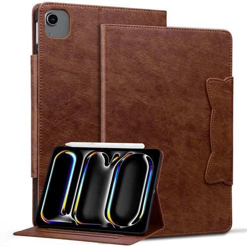 For iPad Air 11 (2026) / (2025) / (2024) / Air (2022) (2020) / Pro 11 (2022) / (2020) / (2018) Case PU Leather Tablet Cover Magnetic Clasp - Brown - 1