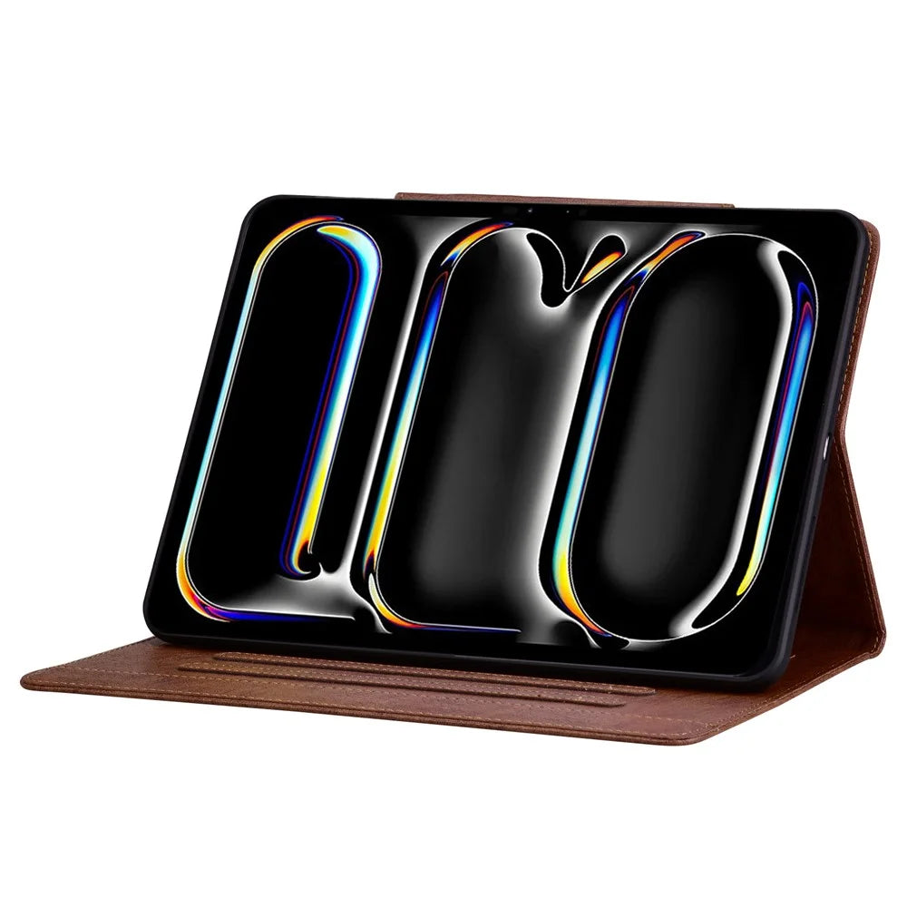 For iPad Air 11 (2026) / (2025) / (2024) / Air (2022) (2020) / Pro 11 (2022) / (2020) / (2018) Case PU Leather Tablet Cover Magnetic Clasp - Brown - 5