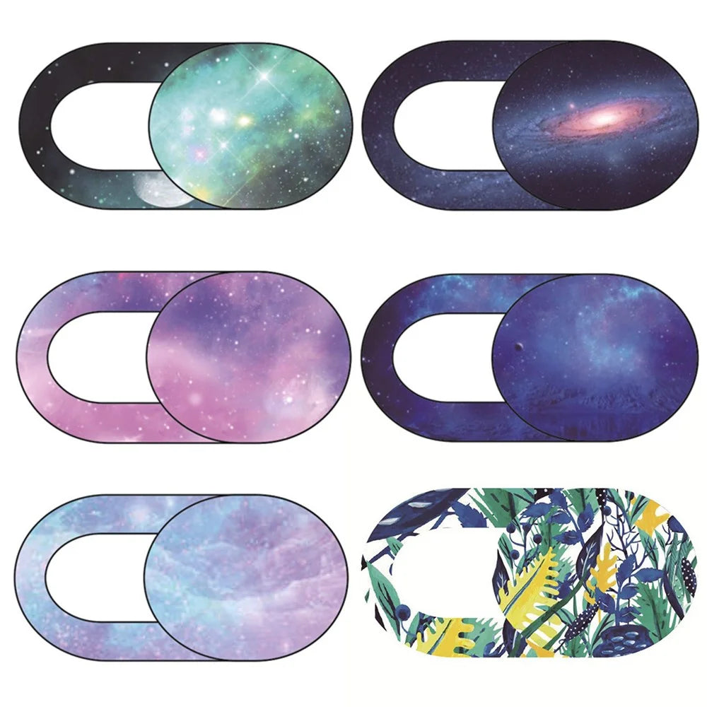 5Pcs / Set Starry Sky Pattern + 1Pc Floral Pattern Webcam Cover Anti-spy Laptop Tablet Camera Slider Privacy Protection Sticker - 1