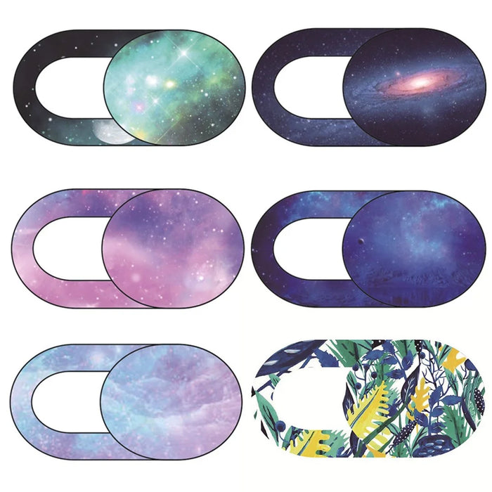 5Pcs / Set Starry Sky Pattern + 1Pc Floral Pattern Webcam Cover Anti-spy Laptop Tablet Camera Slider Privacy Protection Sticker - 1