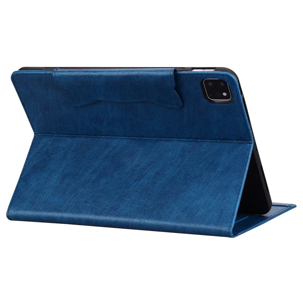 For iPad Air 13 (2026) / (2025) / (2024) / Pro 12.9 (2018) / (2020) / (2021) / (2022) Case Card Slots Business Leather Tablet Cover - Blue - 4