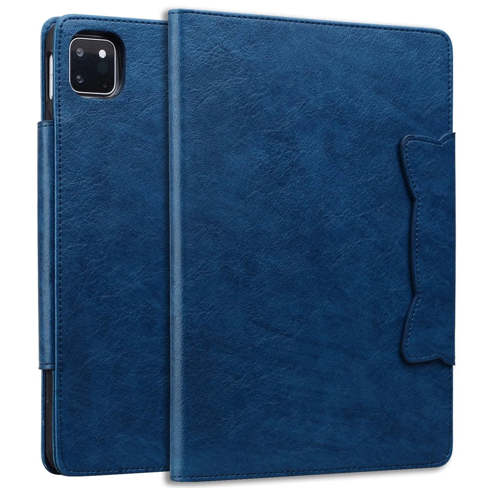 For iPad Air 13 (2026) / (2025) / (2024) / Pro 12.9 (2018) / (2020) / (2021) / (2022) Case Card Slots Business Leather Tablet Cover - Blue - 6