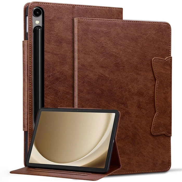 For Samsung Galaxy Tab S9+ / Tab S8+ / Tab S7+ T970 T976B Case Business PU Leather Tablet Cover with Stand Magnetic Clasp - Brown - 1