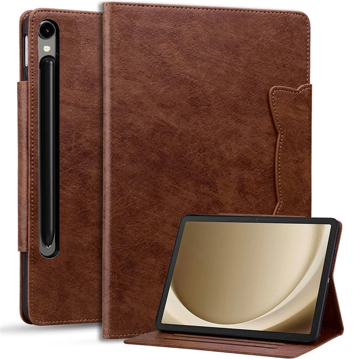 For Samsung Galaxy Tab S9+ / Tab S8+ / Tab S7+ T970 T976B Case Business PU Leather Tablet Cover with Stand Magnetic Clasp - Brown - 2