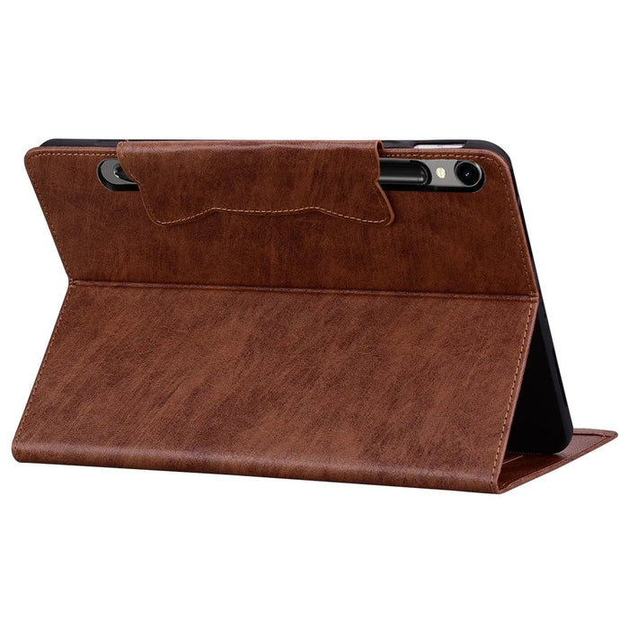 For Samsung Galaxy Tab S9+ / Tab S8+ / Tab S7+ T970 T976B Case Business PU Leather Tablet Cover with Stand Magnetic Clasp - Brown - 4