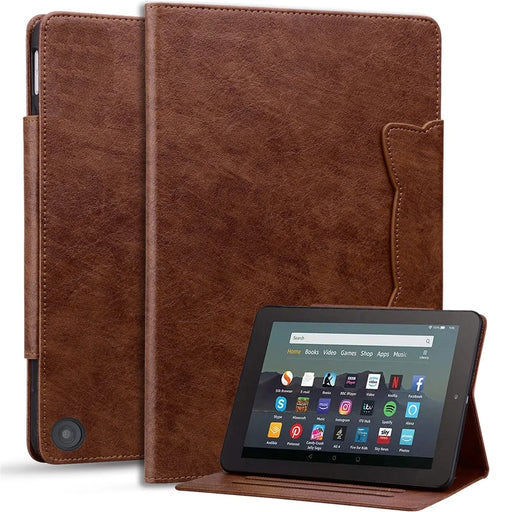 For Amazon Fire HD 10 (2021) / HD 10 Plus (2021) / HD 10 (2023) Tablet Case PU Leather Flip Cover - Brown - 2