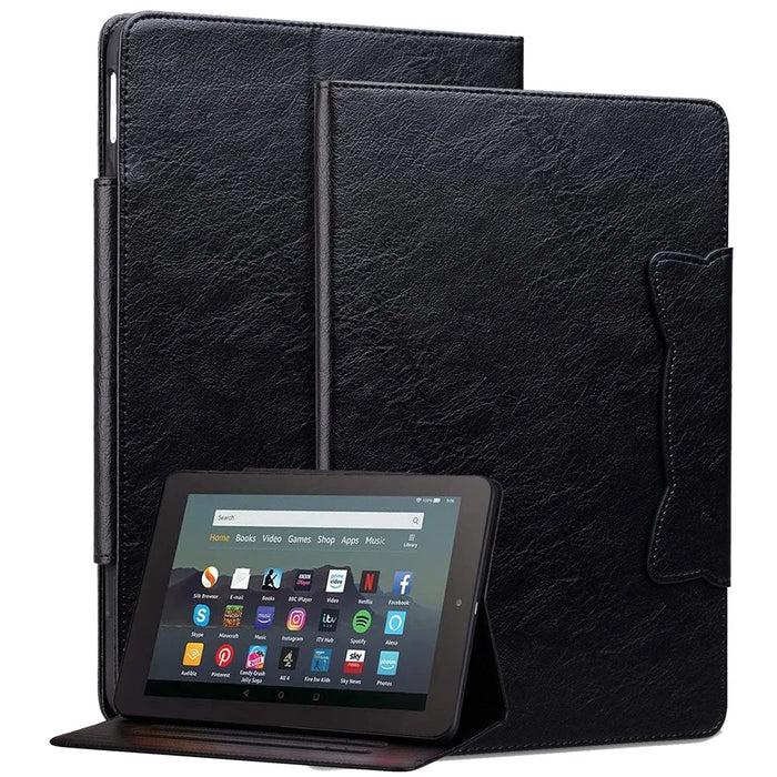 For Amazon Fire HD 8 (2020) / HD 8 (2022) Case PU Leather Stand Tablet Cover with Card Holder - Black - 1